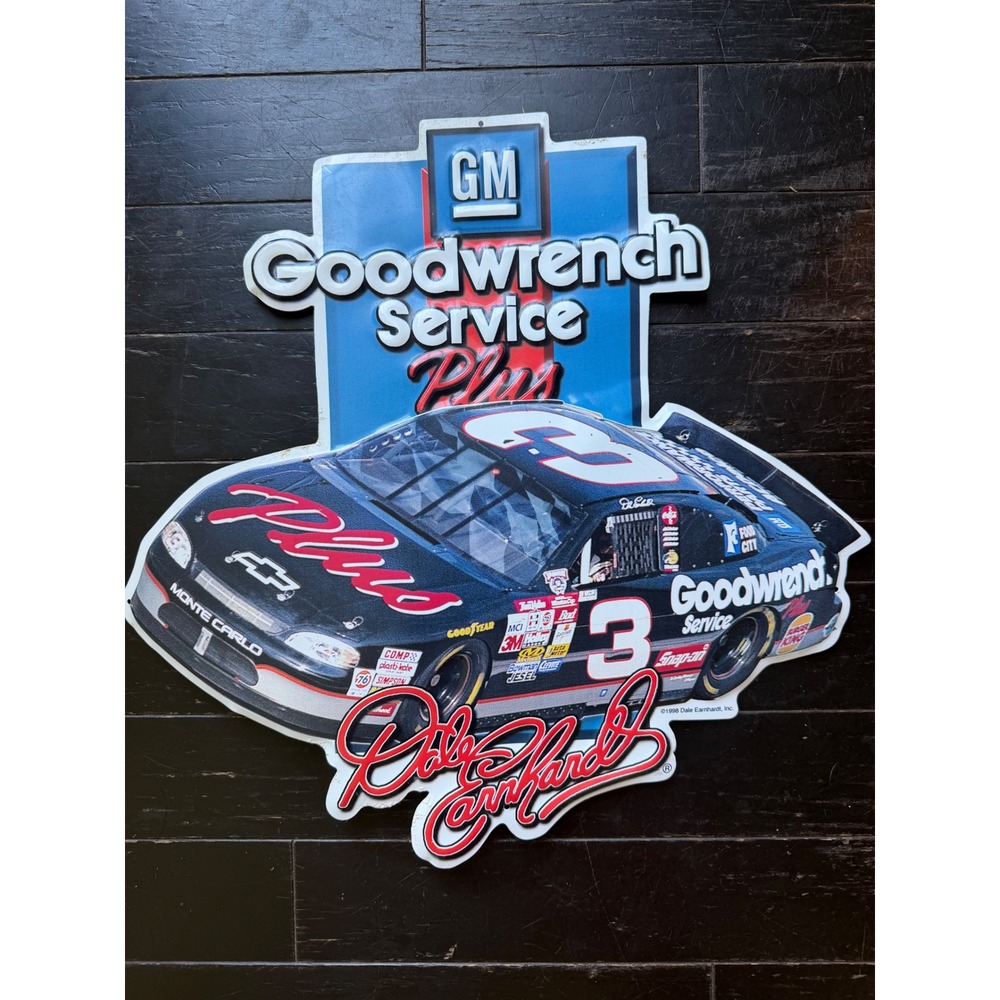Vintage 1998 Dale Earnhardt NASCAR GM Goodwrench Service Plus #3 Metal Tin Sign